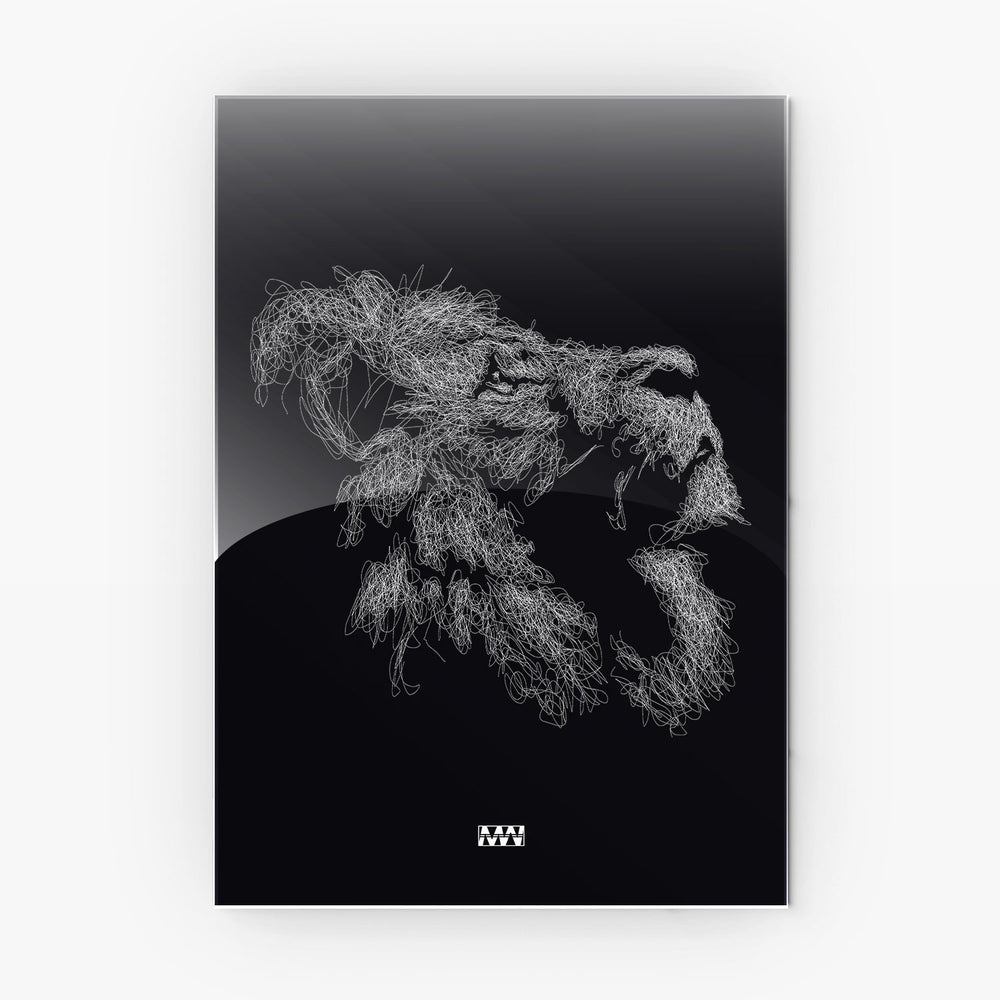 Scribble Lion metal poster