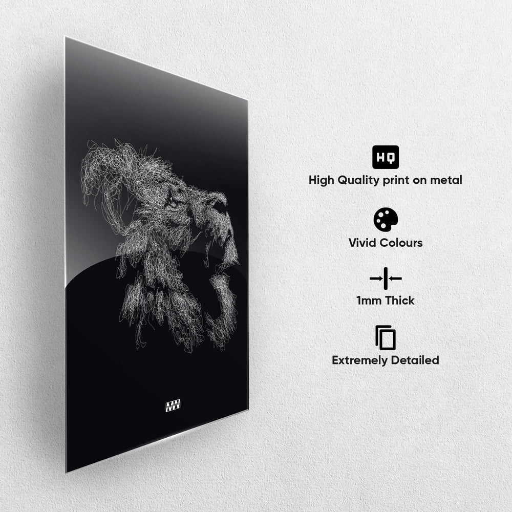 Scribble Lion Metal-Poster