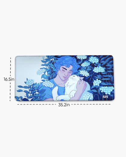 Serene Moment with a Cat Deskmat