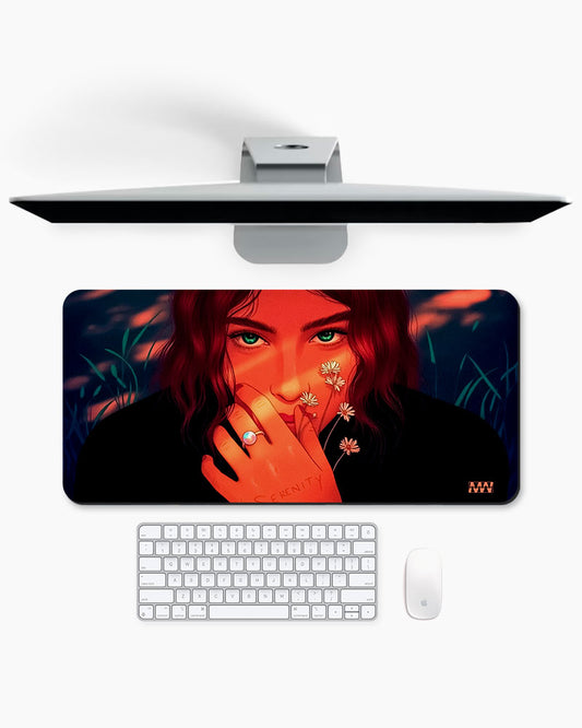 Serenity Ignites Crimson Reflection Deskmat