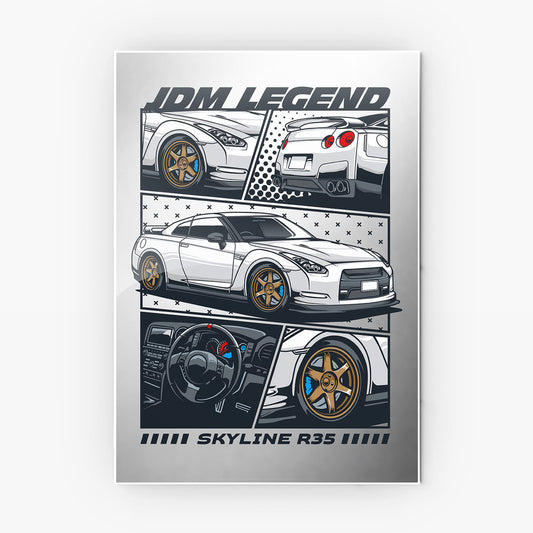 Skyline R35 Comic Style Metal-Poster