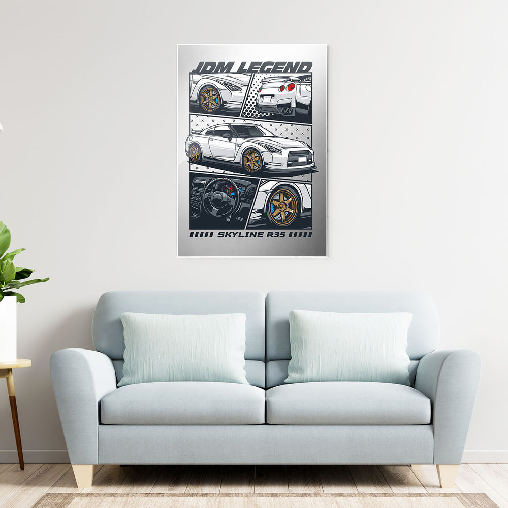 Skyline R35 Comic Style Metal-Poster