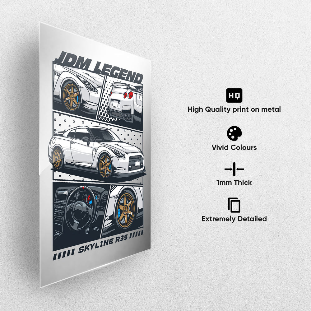 Skyline R35 Comic Style Metal-Poster