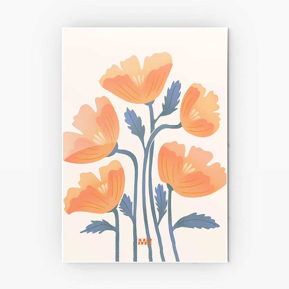 Soft Orange Floral metal poster