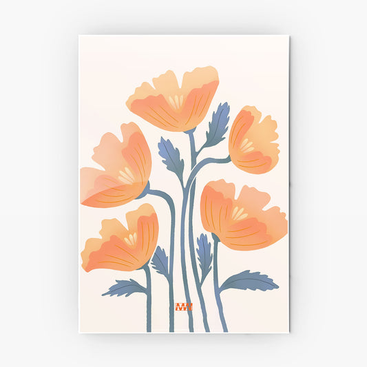 Soft Orange Floral Metal-Poster
