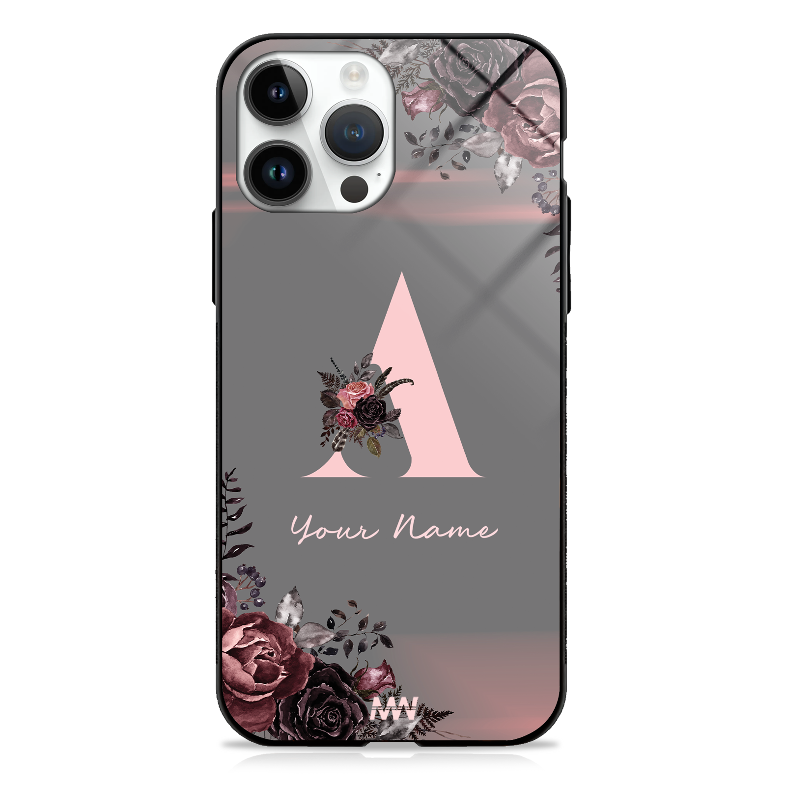 Soft Grunge Custom Name Floral Premium GLASS CASE -  - MW Stuffs - 