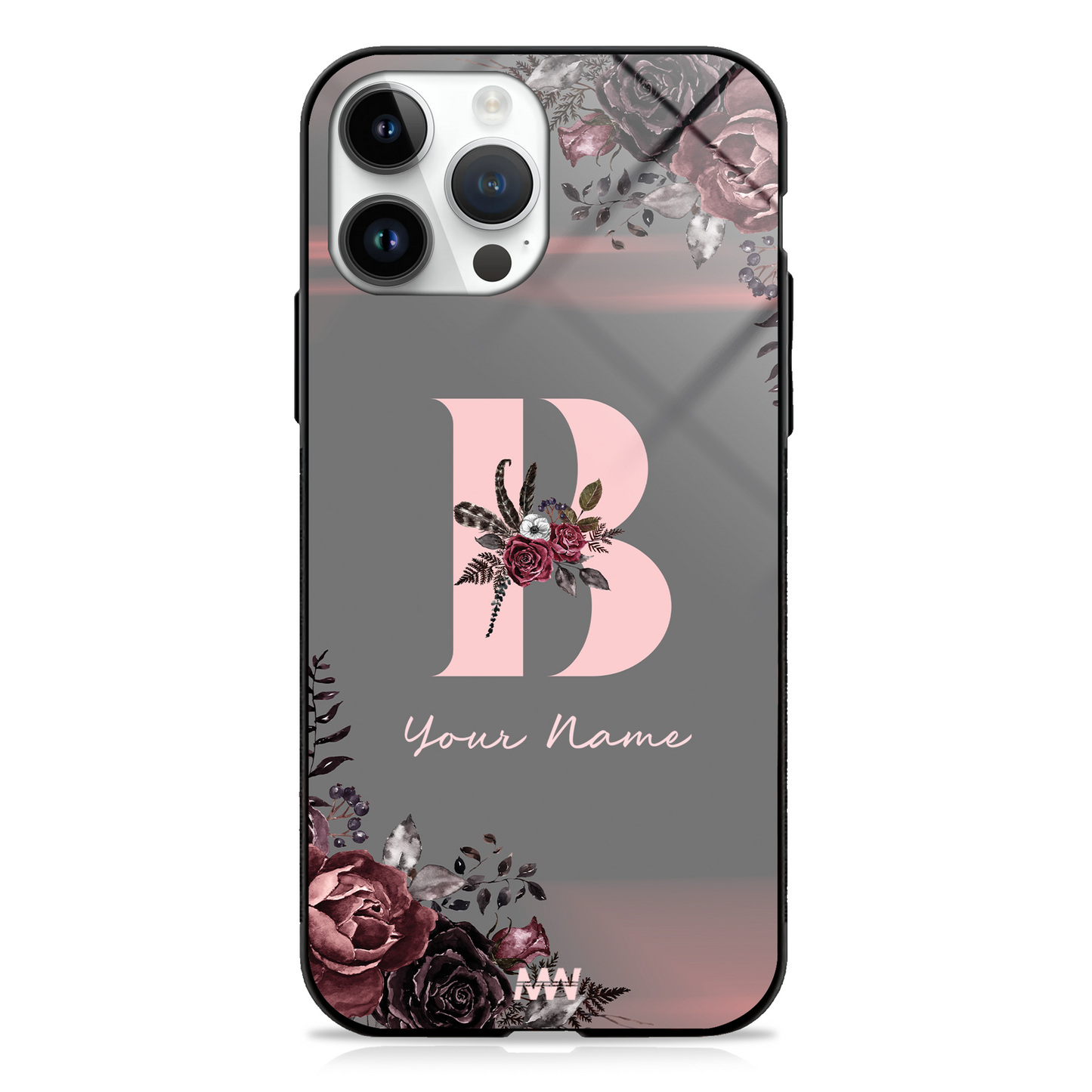 Soft Grunge Custom Name Floral Premium GLASS CASE -  - MW Stuffs - 