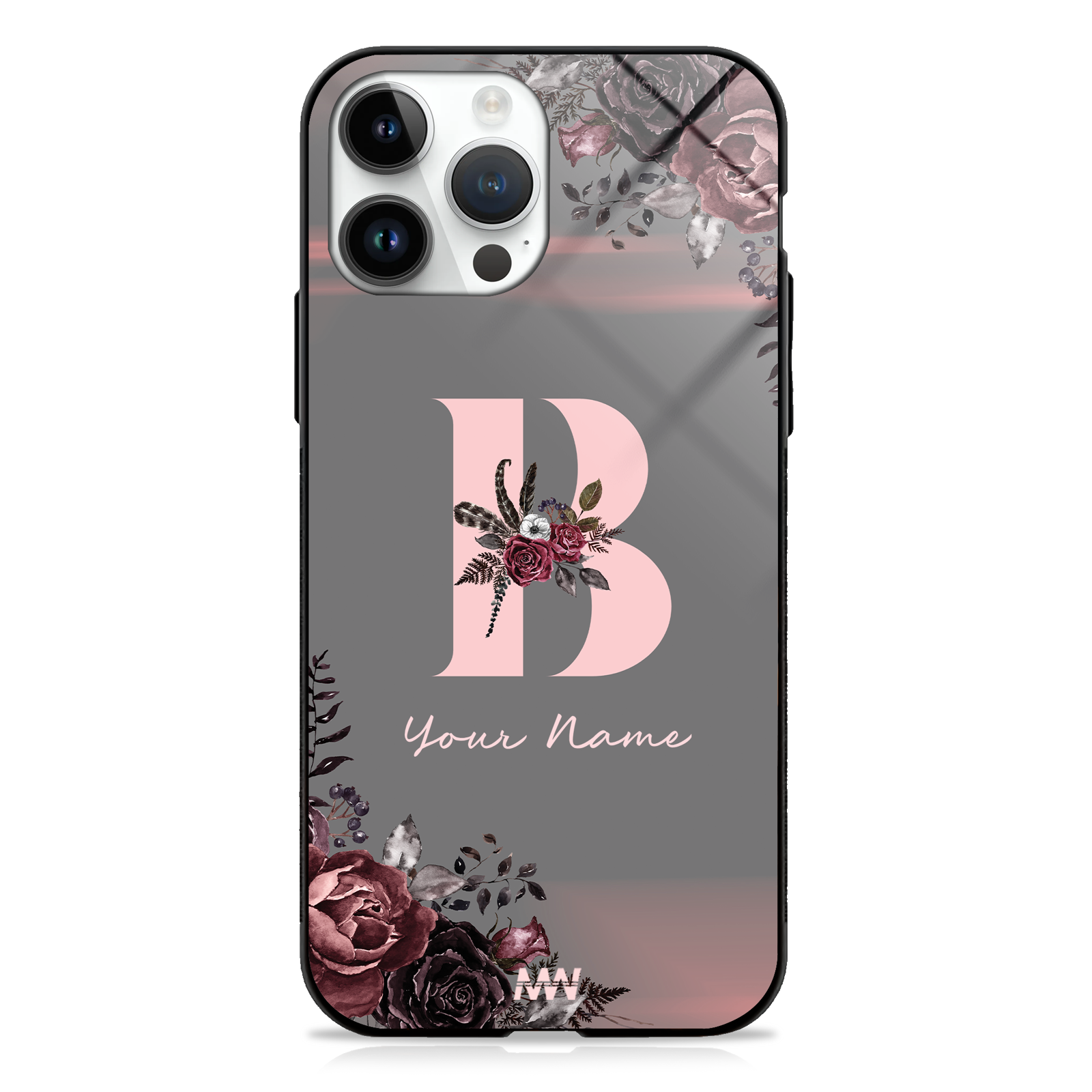 Soft Grunge Custom Name Floral Premium GLASS CASE -  - MW Stuffs - 
