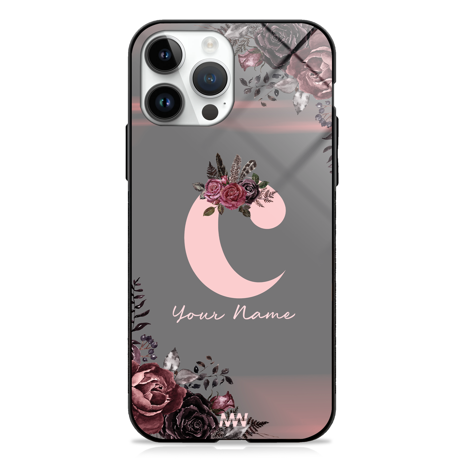 Soft Grunge Custom Name Floral Premium GLASS CASE -  - MW Stuffs - 