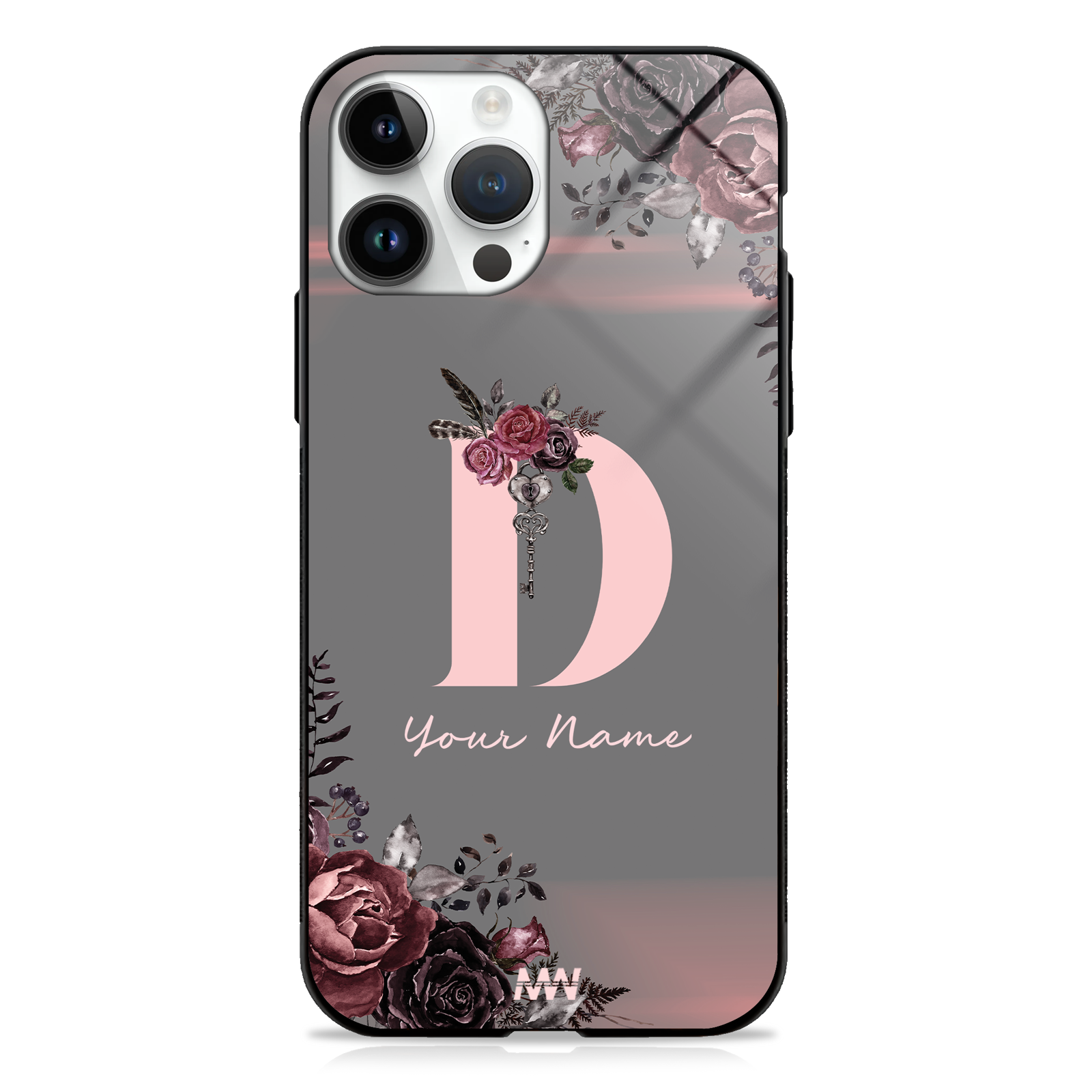 Soft Grunge Custom Name Floral Premium GLASS CASE -  - MW Stuffs - 