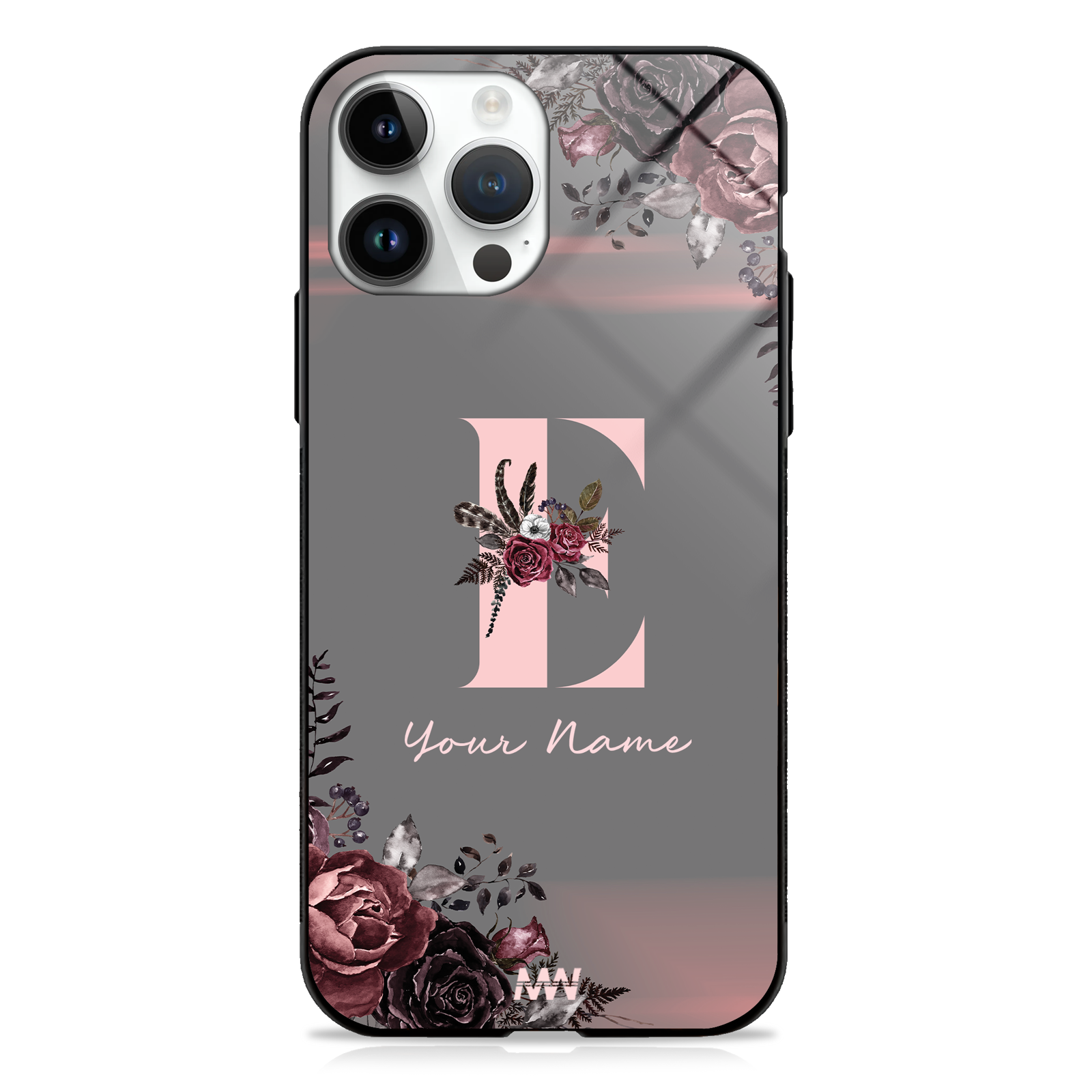 Soft Grunge Custom Name Floral Premium GLASS CASE -  - MW Stuffs - 