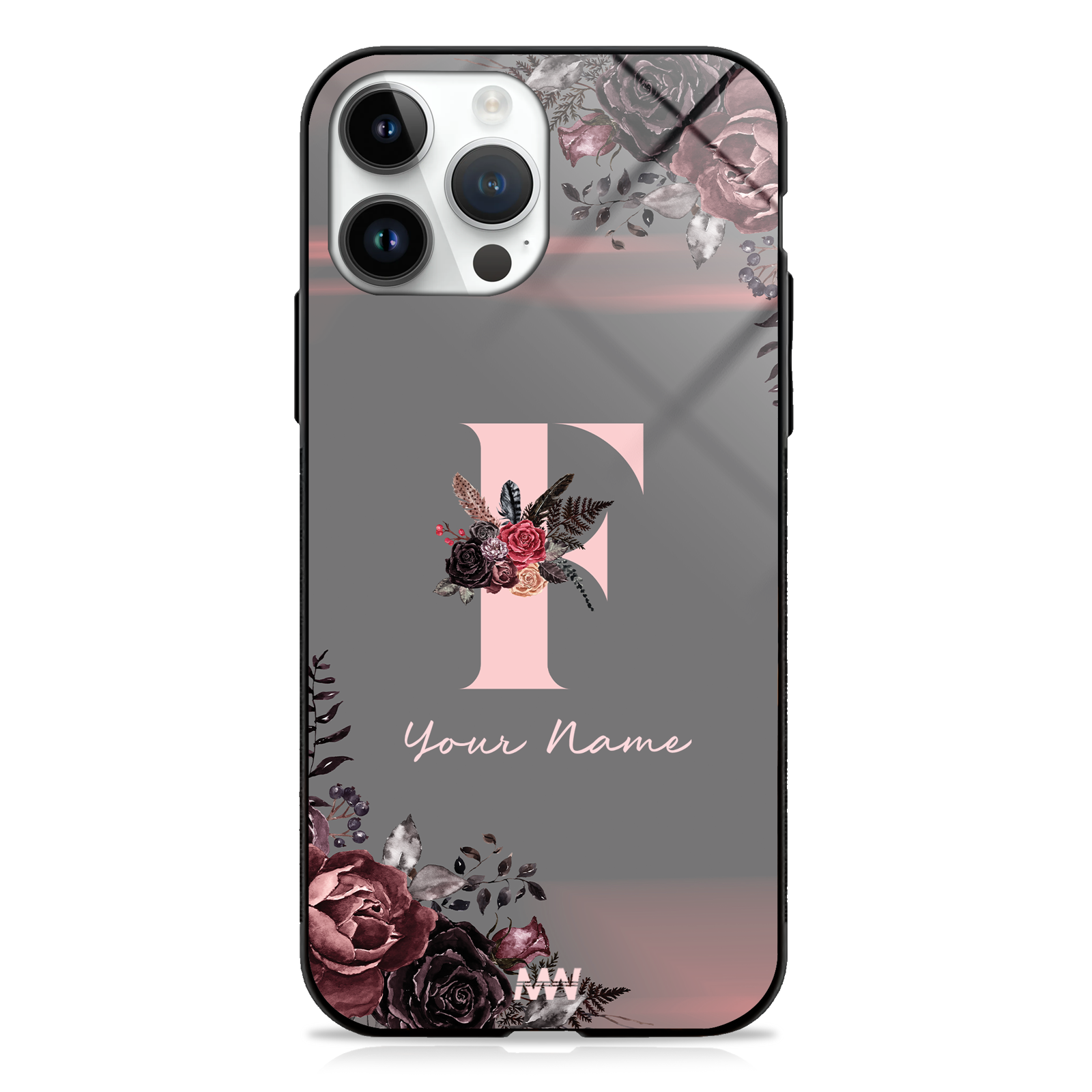 Soft Grunge Custom Name Floral Premium GLASS CASE -  - MW Stuffs - 