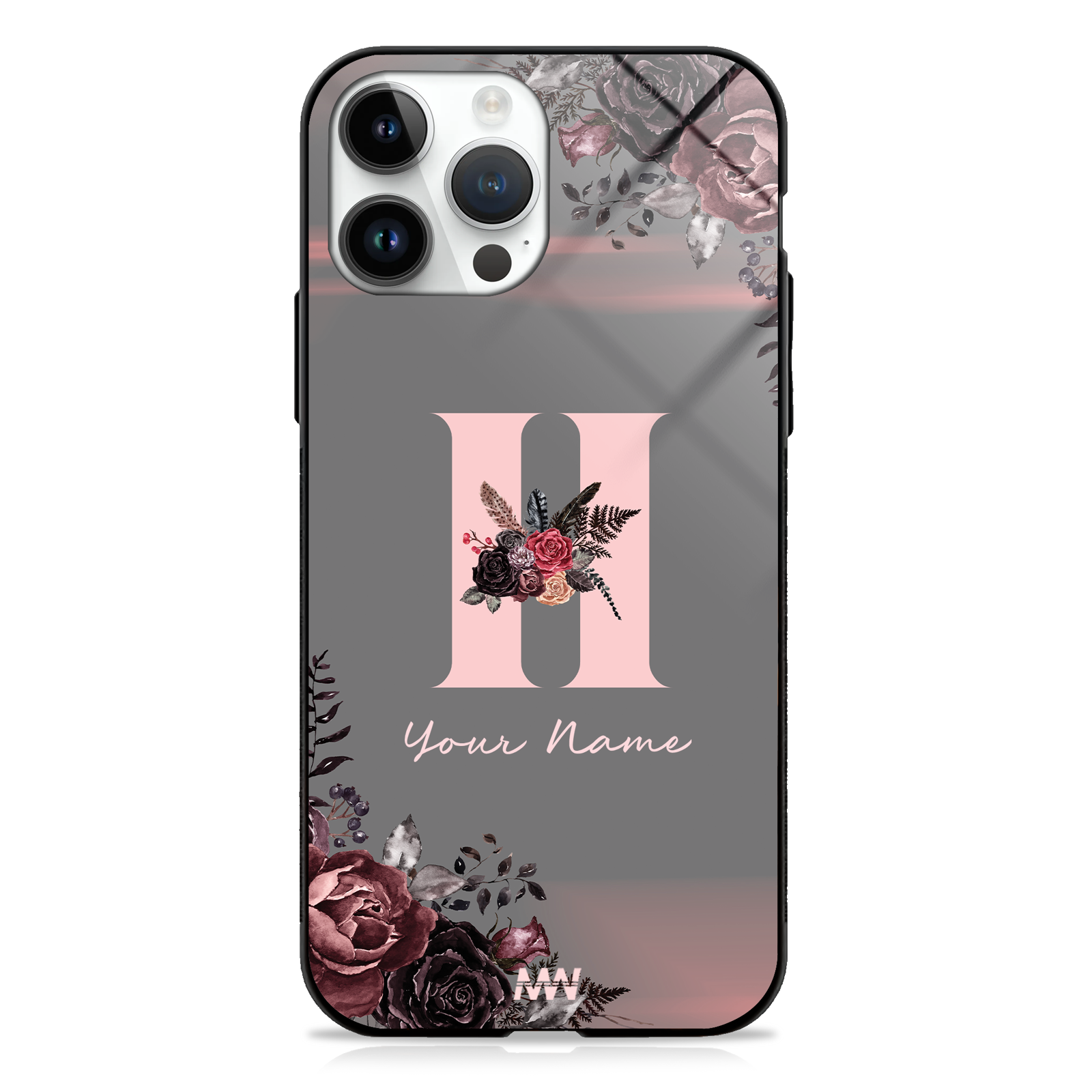 Soft Grunge Custom Name Floral Premium GLASS CASE -  - MW Stuffs - 