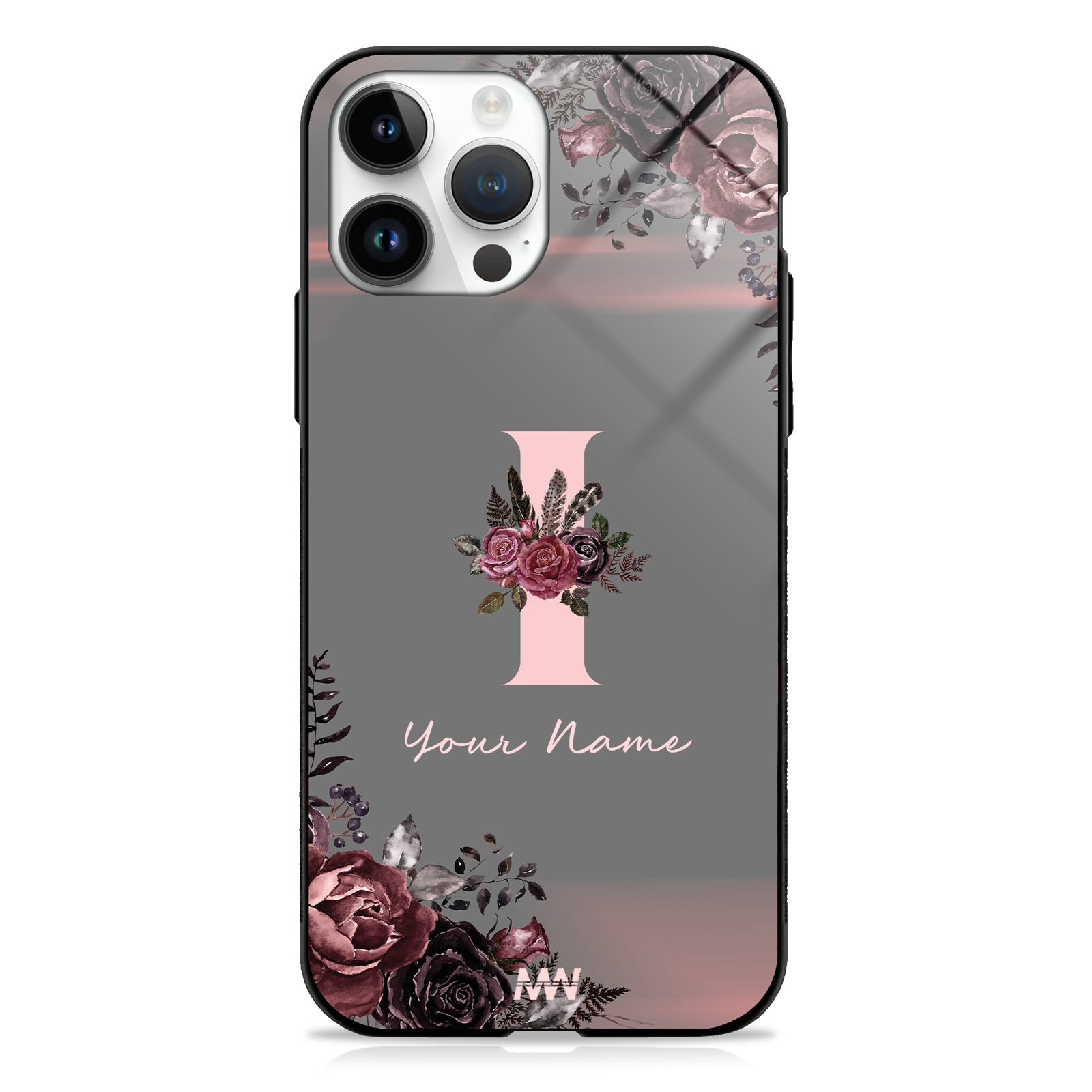 Soft Grunge Custom Name Floral Premium GLASS CASE -  - MW Stuffs - 