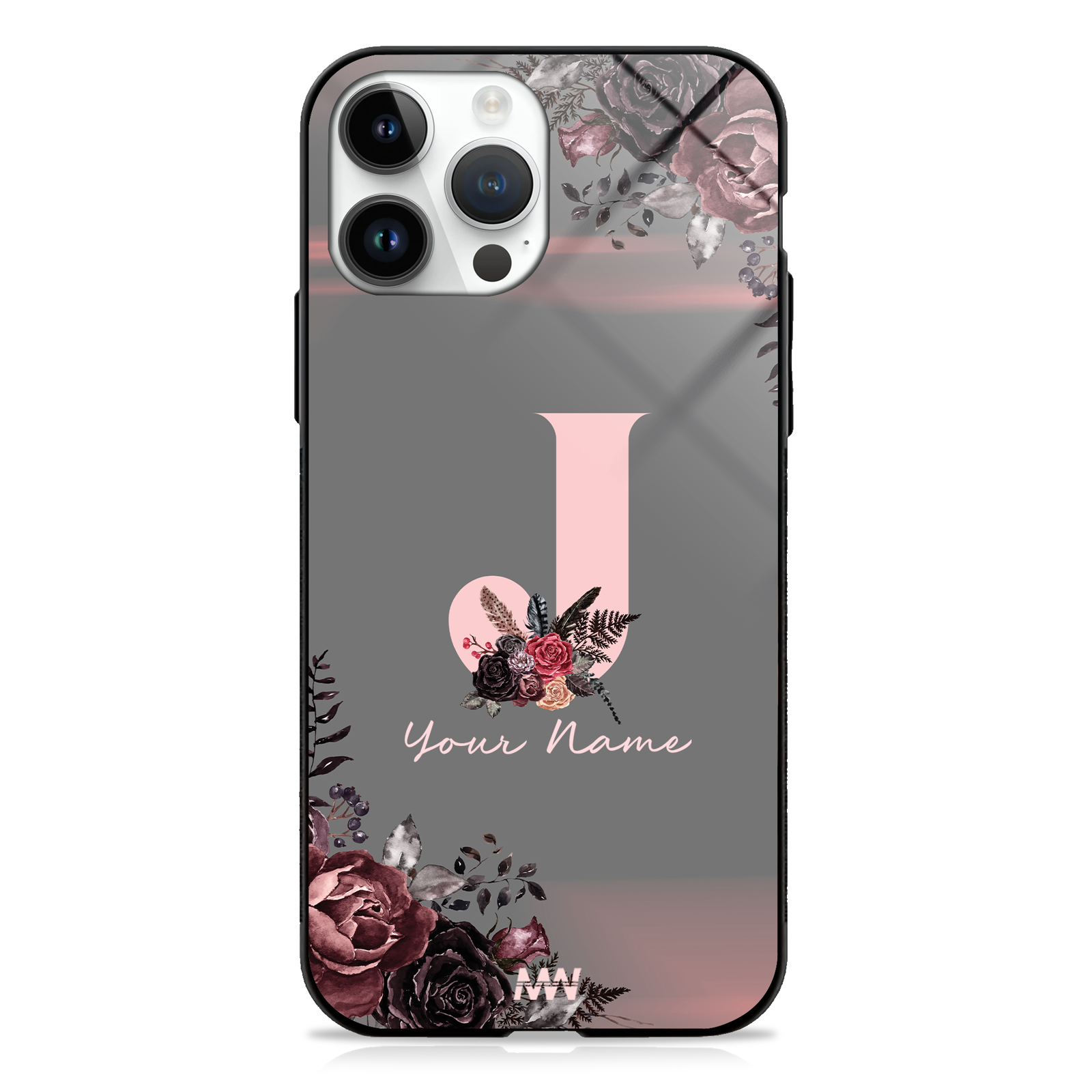Soft Grunge Custom Name Floral Premium GLASS CASE -  - MW Stuffs - 