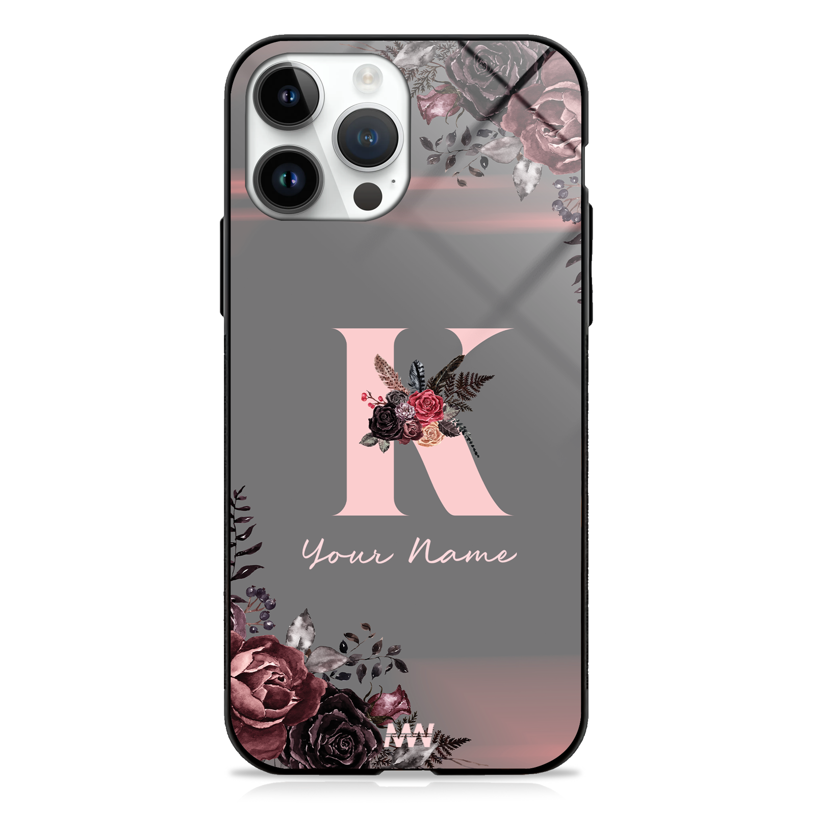 Soft Grunge Custom Name Floral Premium GLASS CASE -  - MW Stuffs - 