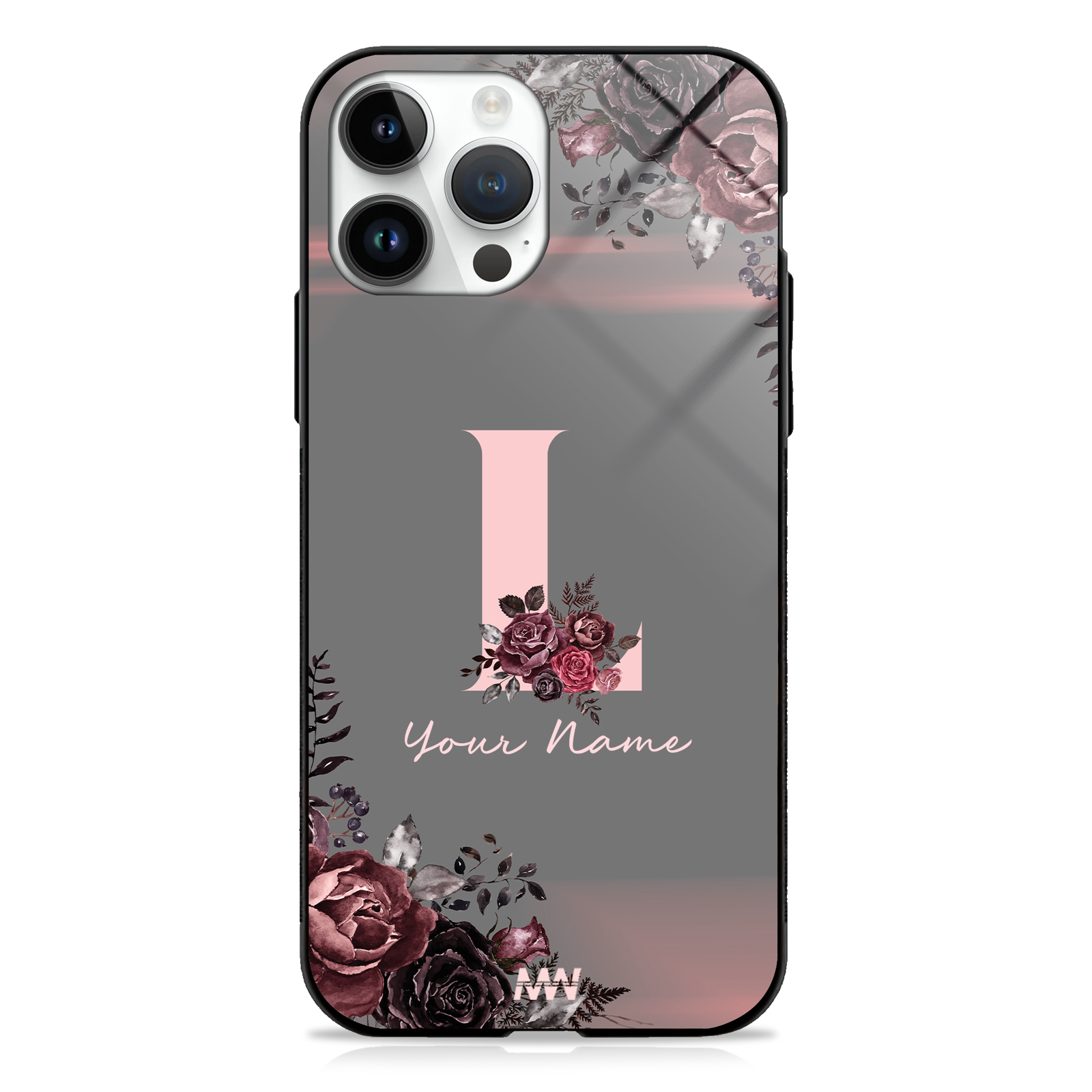 Soft Grunge Custom Name Floral Premium GLASS CASE -  - MW Stuffs - 