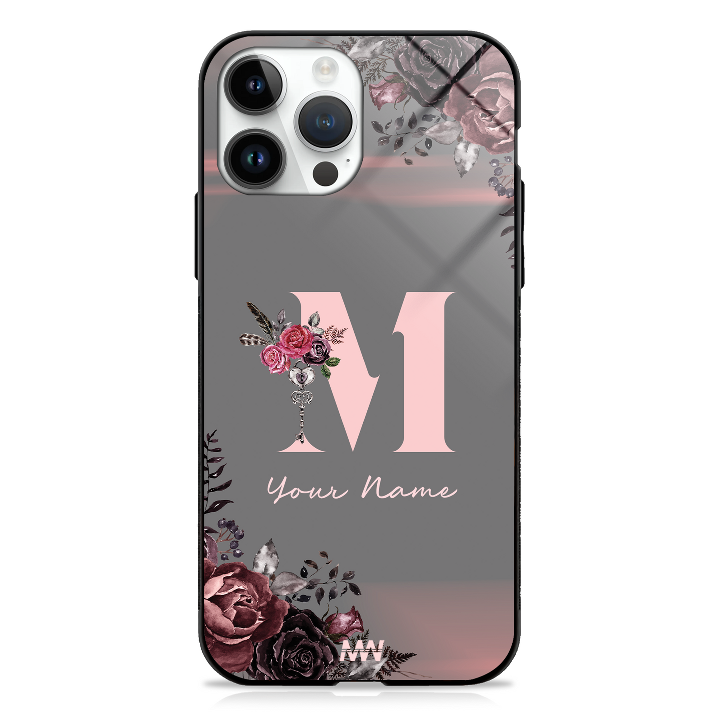 Soft Grunge Custom Name Floral Premium GLASS CASE -  - MW Stuffs - 
