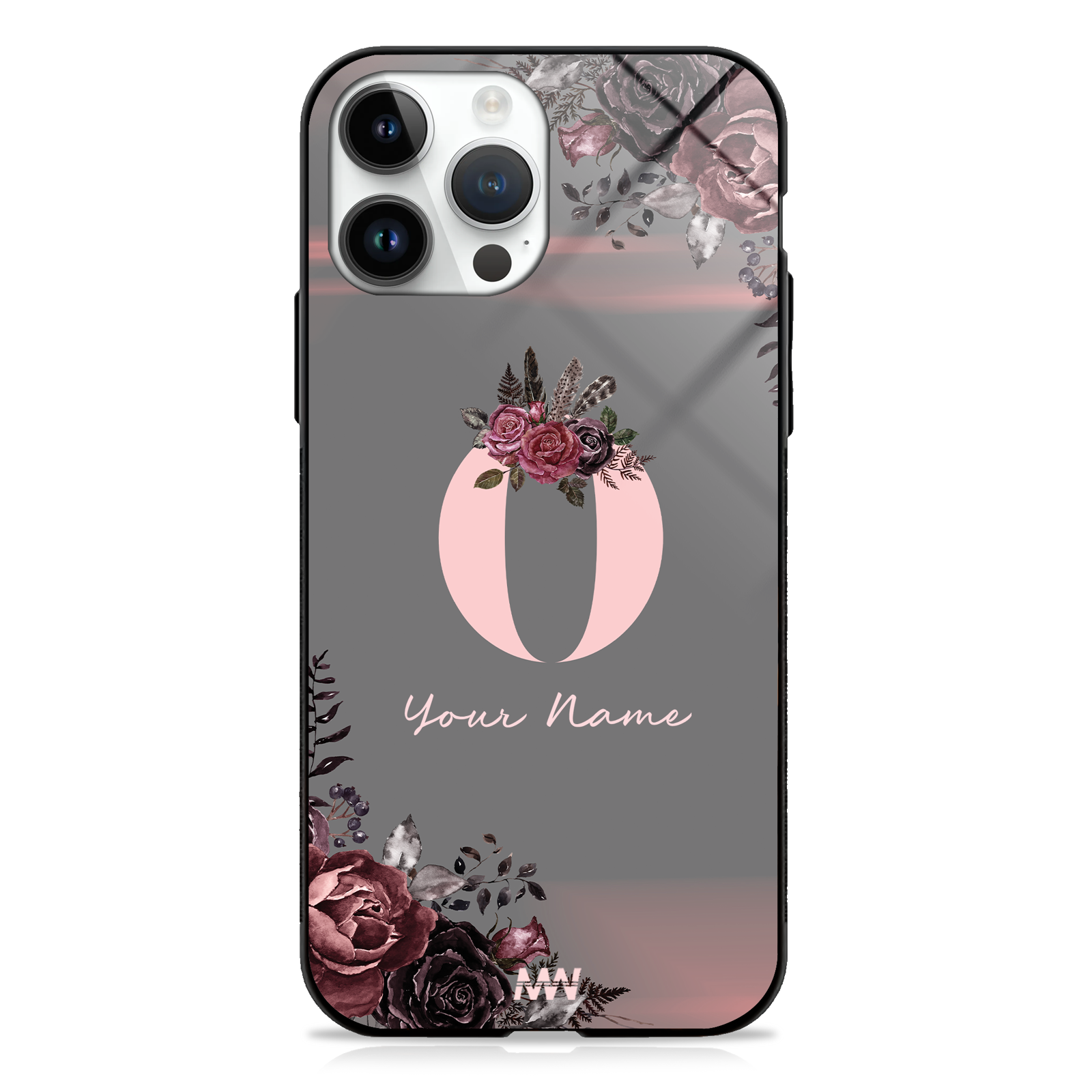Soft Grunge Custom Name Floral Premium GLASS CASE -  - MW Stuffs - 