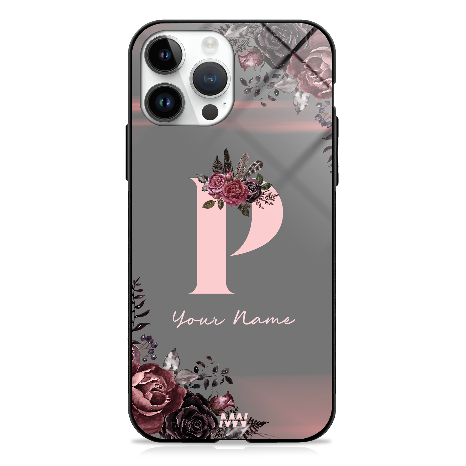 Soft Grunge Custom Name Floral Premium GLASS CASE -  - MW Stuffs - 
