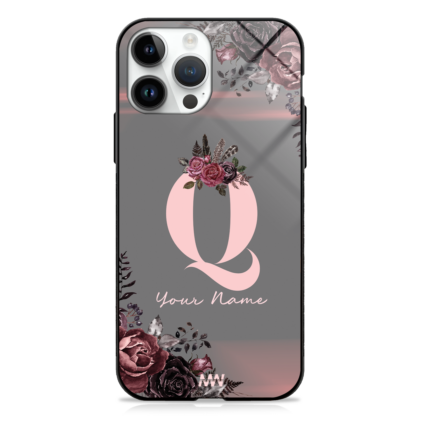 Soft Grunge Custom Name Floral Premium GLASS CASE -  - MW Stuffs - 