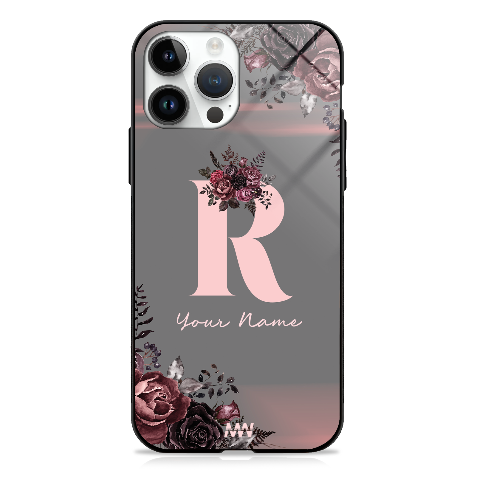 Soft Grunge Custom Name Floral Premium GLASS CASE -  - MW Stuffs - 