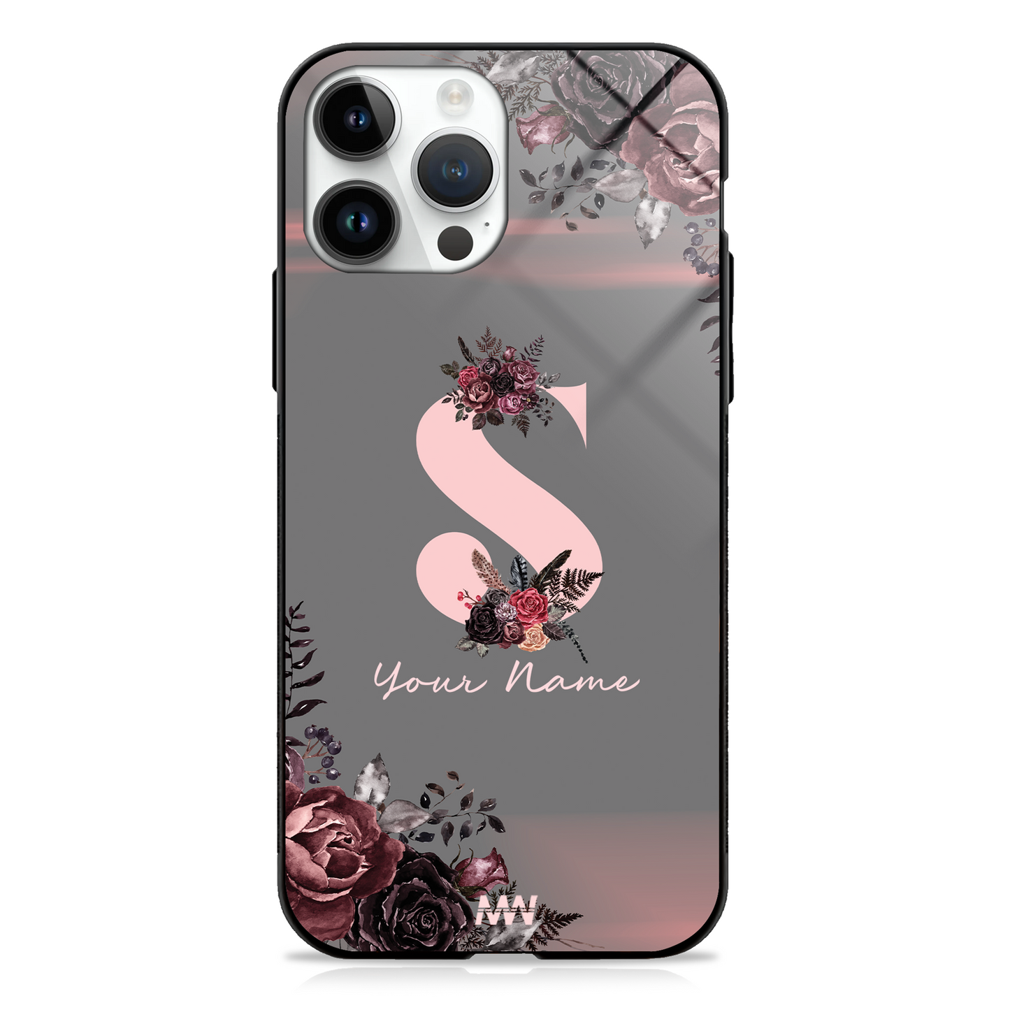 Soft Grunge Custom Name Floral Premium GLASS CASE -  - MW Stuffs - 