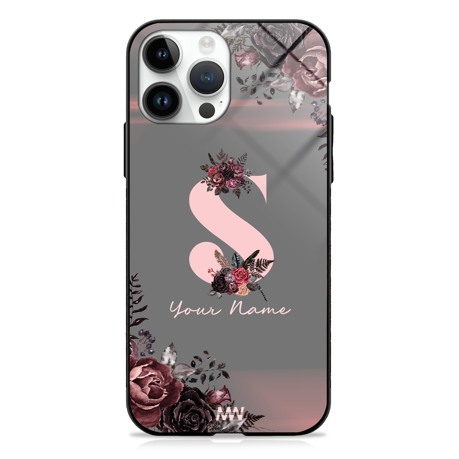 Soft Grunge Custom Name Floral Premium GLASS CASE -  - MW Stuffs - 