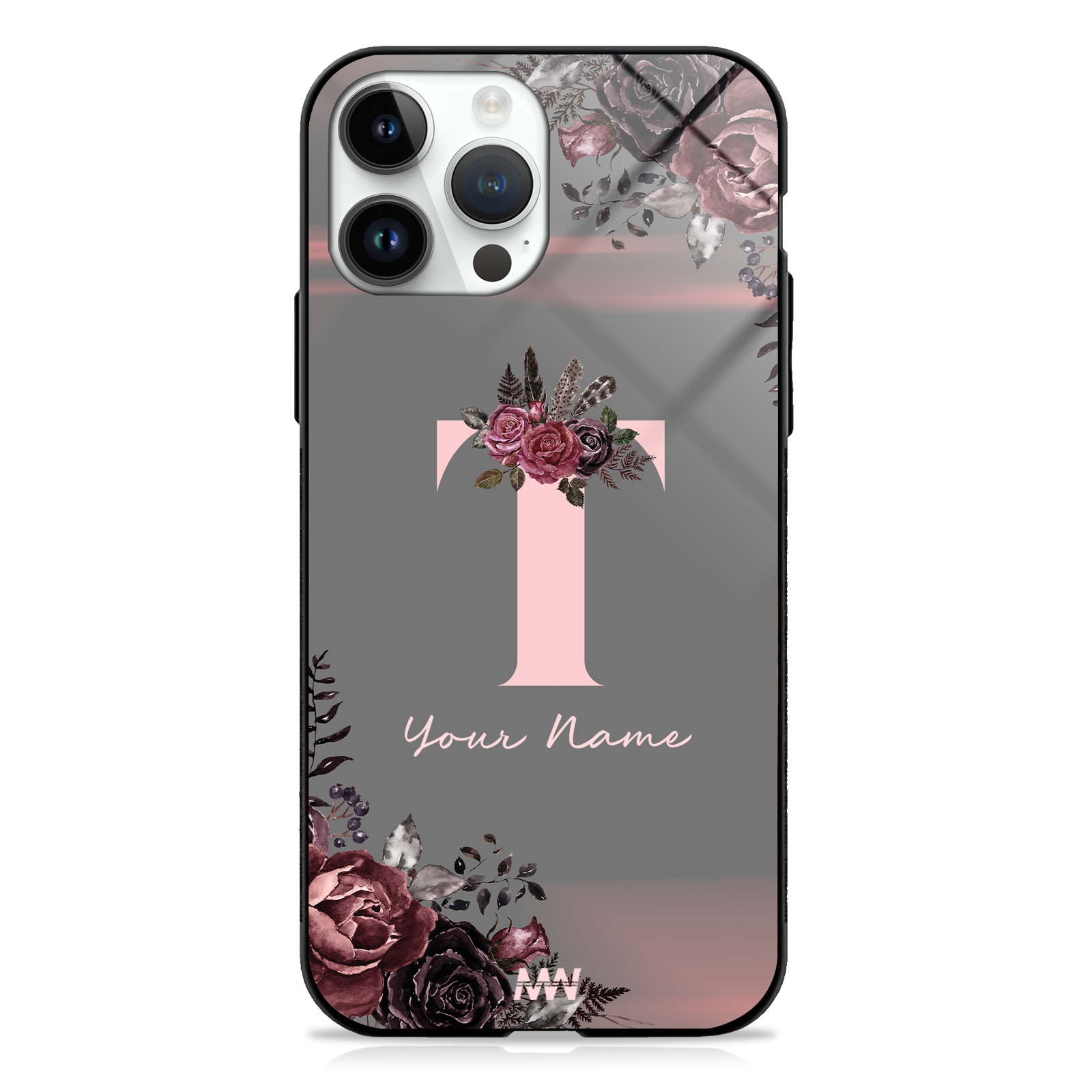 Soft Grunge Custom Name Floral Premium GLASS CASE -  - MW Stuffs - 