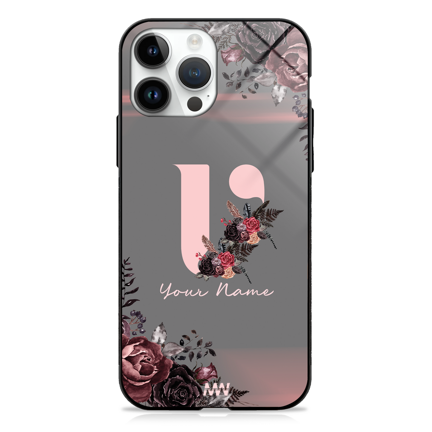 Soft Grunge Custom Name Floral Premium GLASS CASE -  - MW Stuffs - 