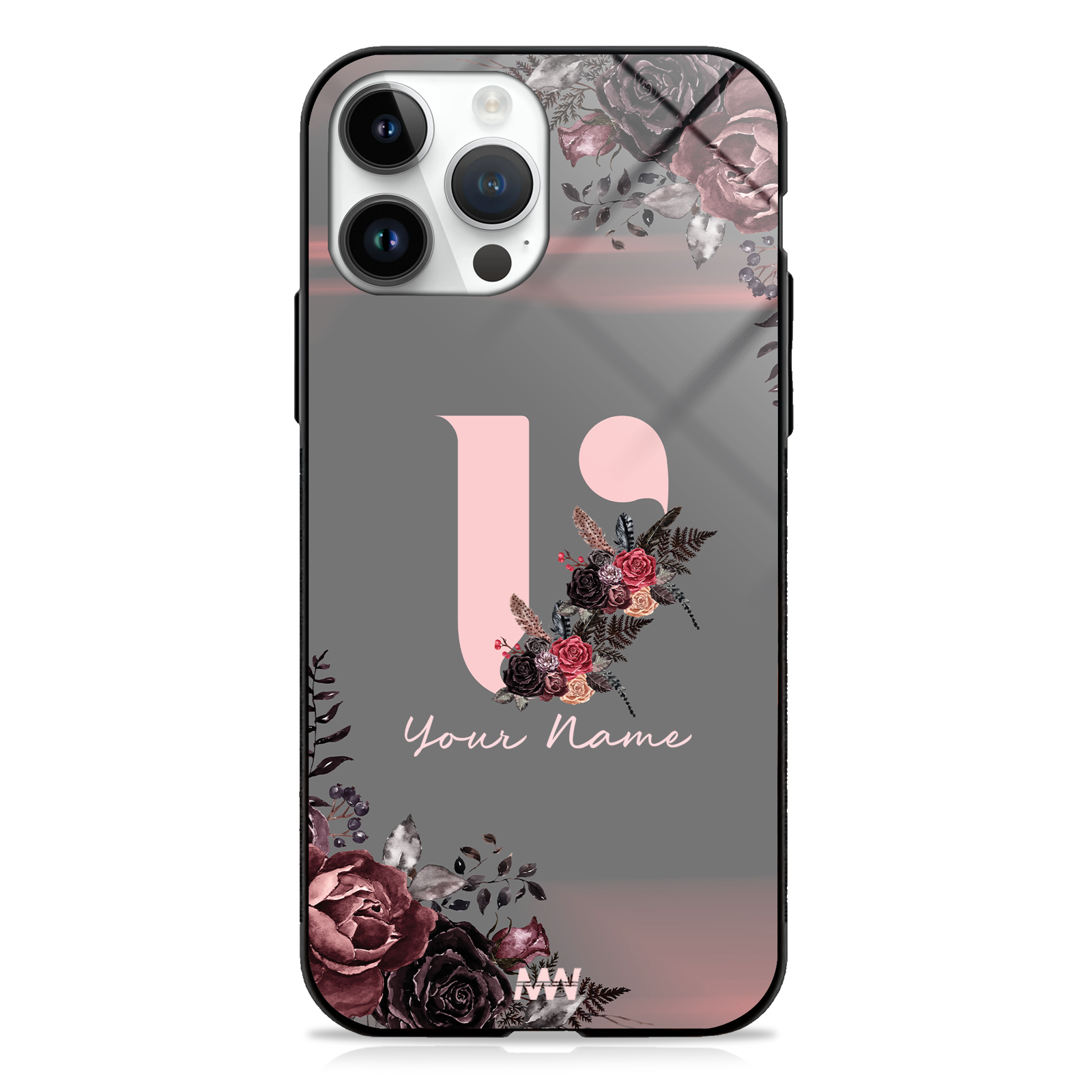 Soft Grunge Custom Name Floral Premium GLASS CASE -  - MW Stuffs - 