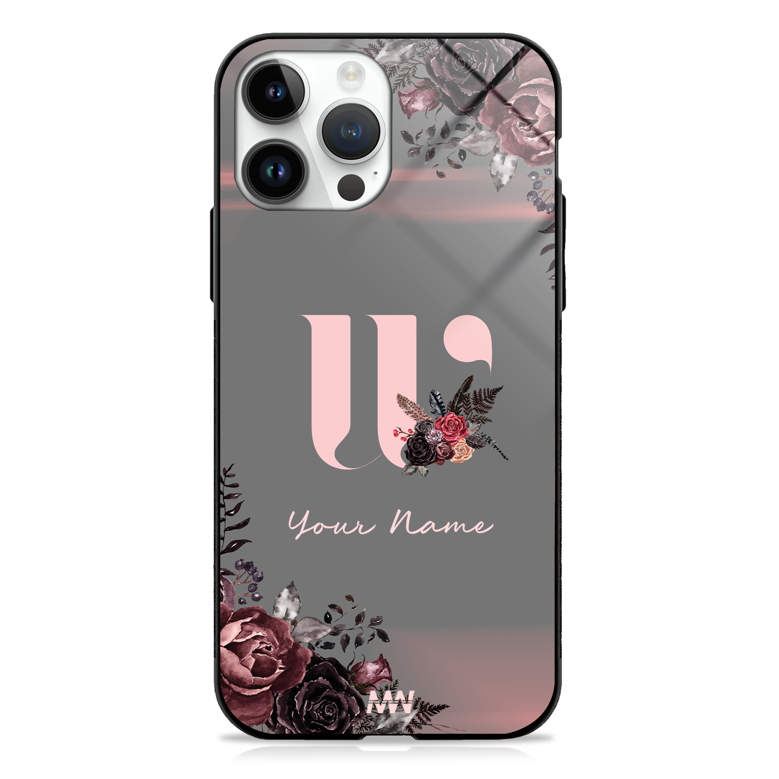 Soft Grunge Custom Name Floral Premium GLASS CASE -  - MW Stuffs - 