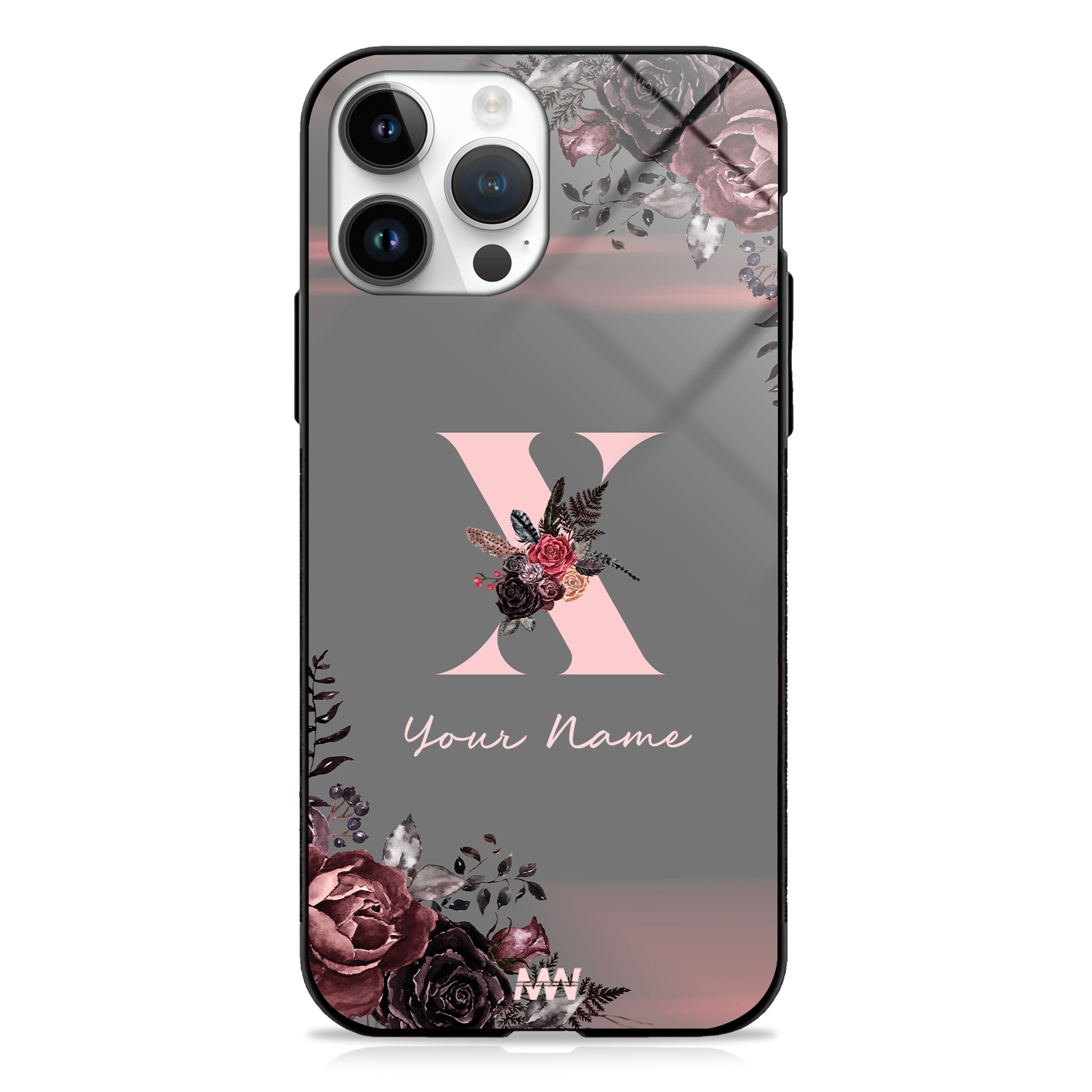 Soft Grunge Custom Name Floral Premium GLASS CASE -  - MW Stuffs - 