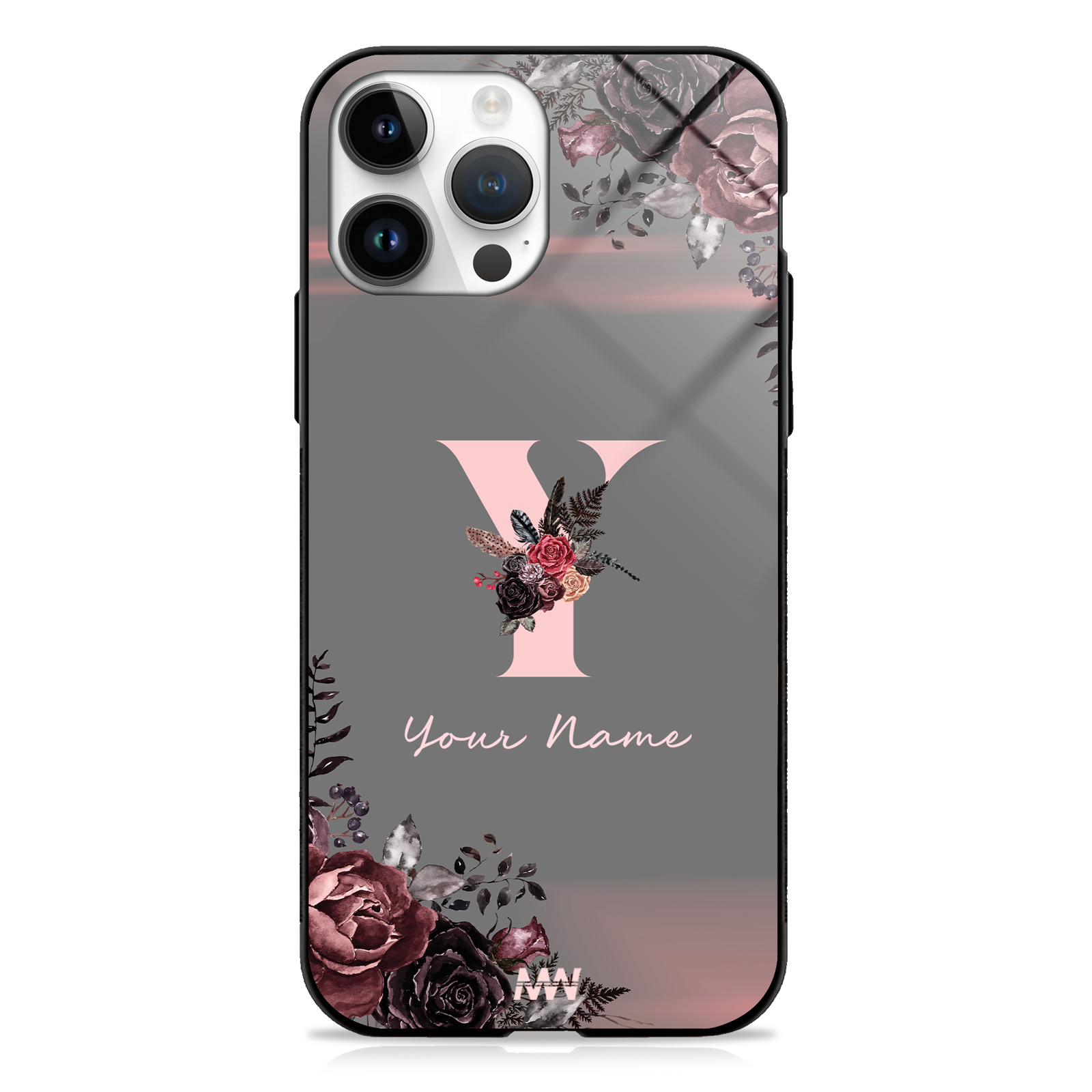 Soft Grunge Custom Name Floral Premium GLASS CASE -  - MW Stuffs - 