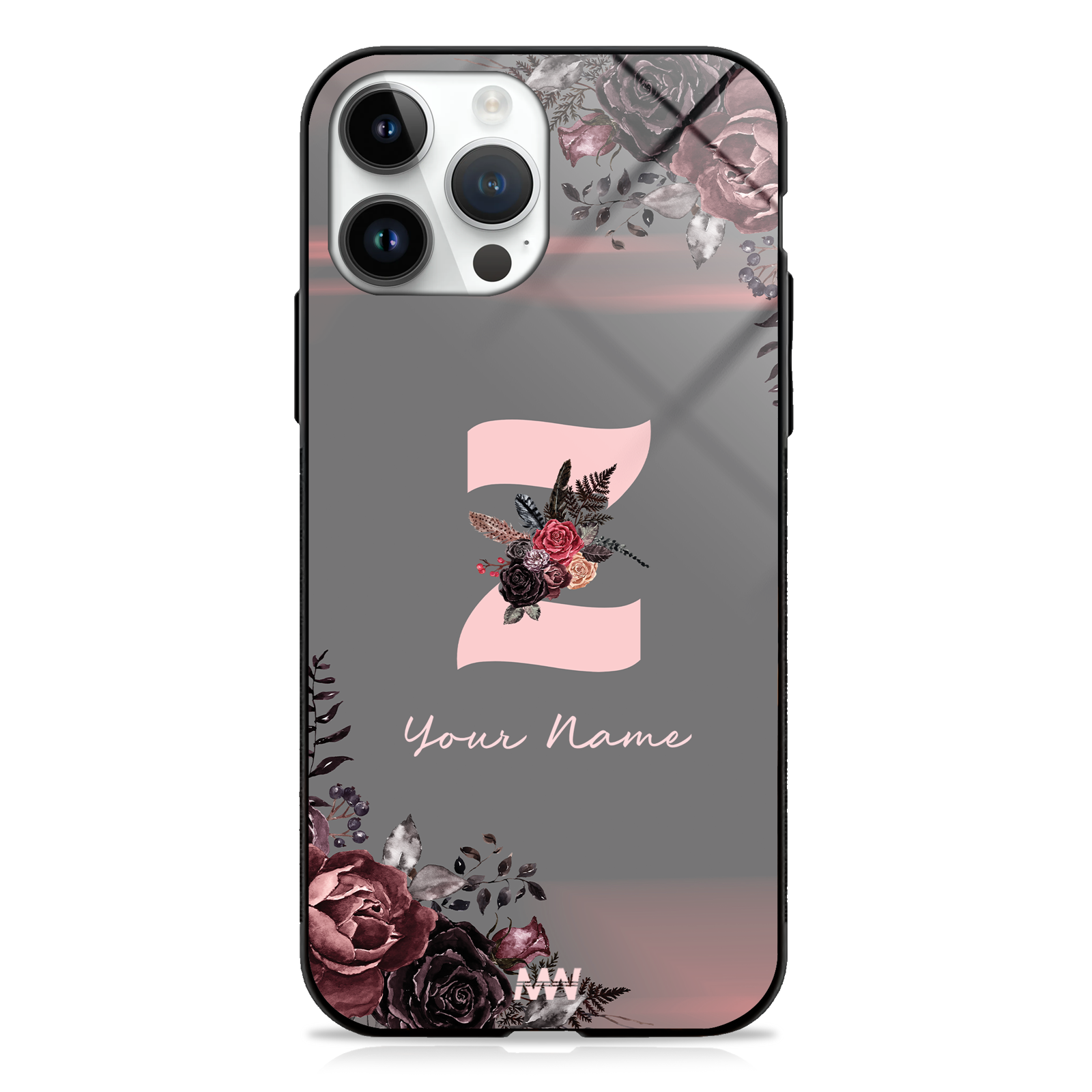 Soft Grunge Custom Name Floral Premium GLASS CASE -  - MW Stuffs - 