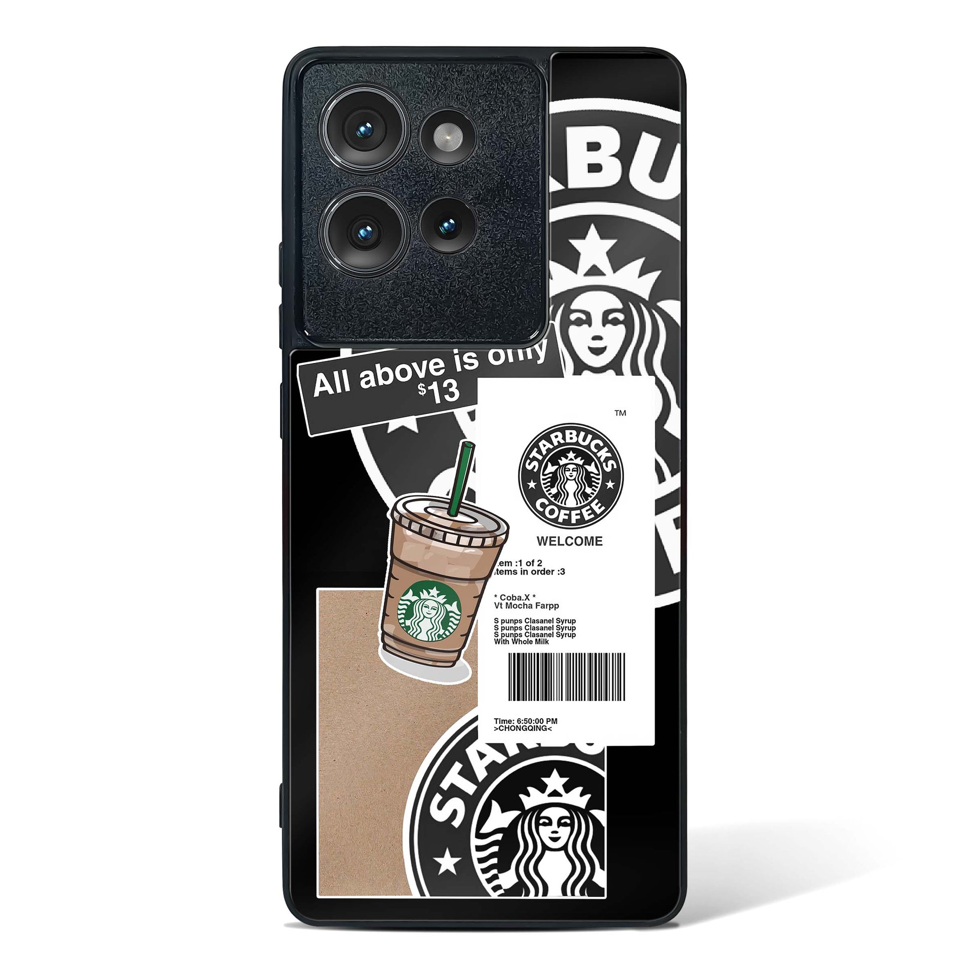 Starbucks Black Glass Phone Case-Motorola Edge 50