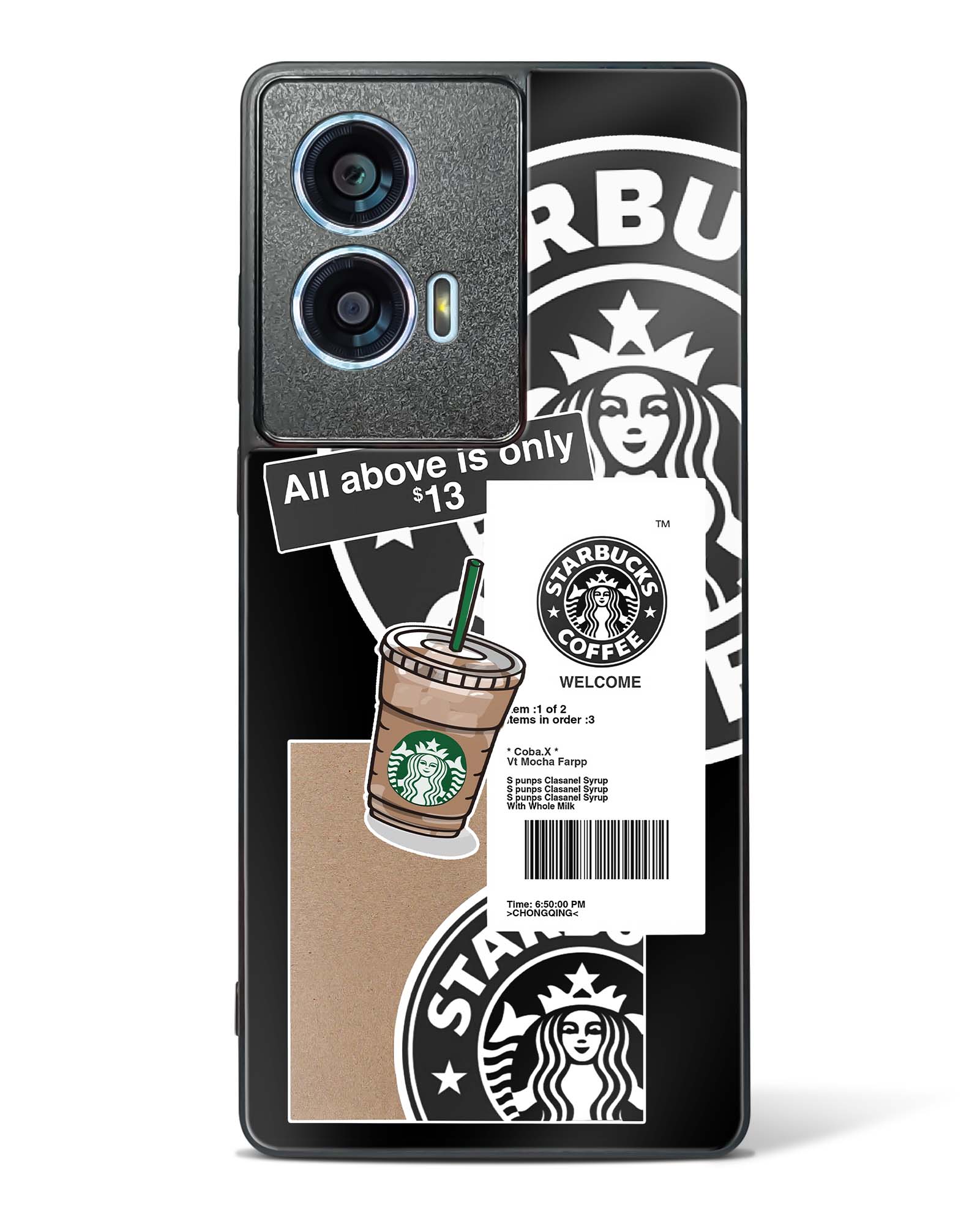 Starbucks Black Glass Phone Case-Motorola Edge 50 Fusion