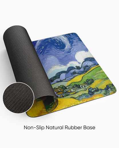 Starry Silhouette Windmill at Twilight Deskmat