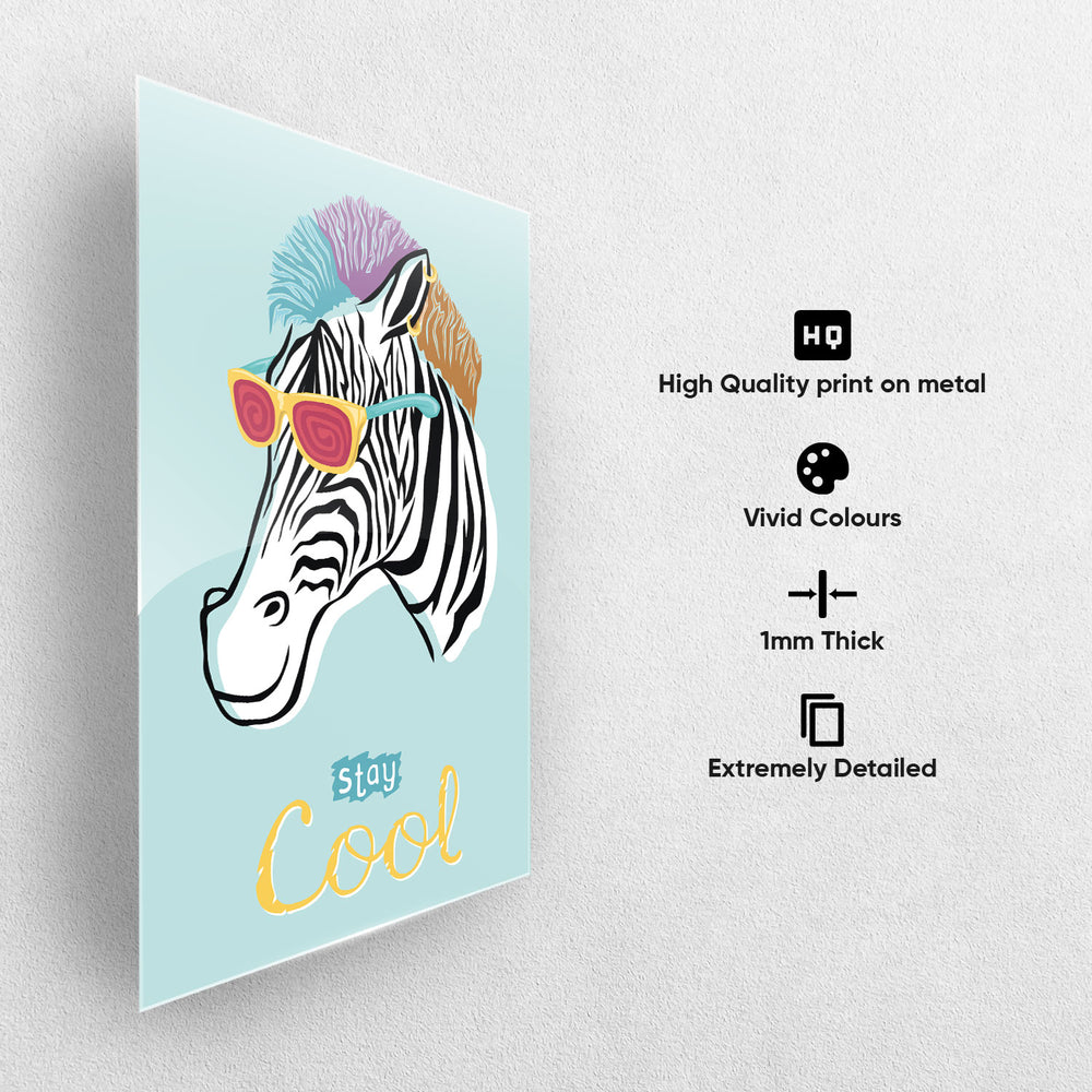 Stay Cool Zebra Metal-Poster