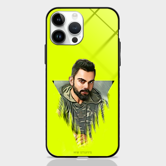 Stylish Virat Kohli Green Art Glass Case -  - MW Stuffs - 