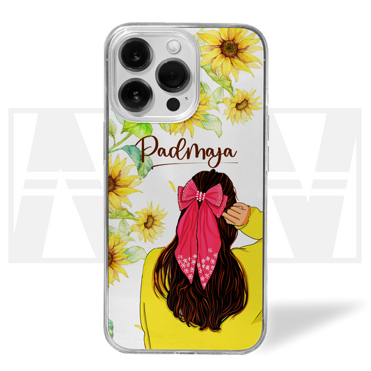 Custom Name, Girl with the Pink Bow Clear Silicone Case