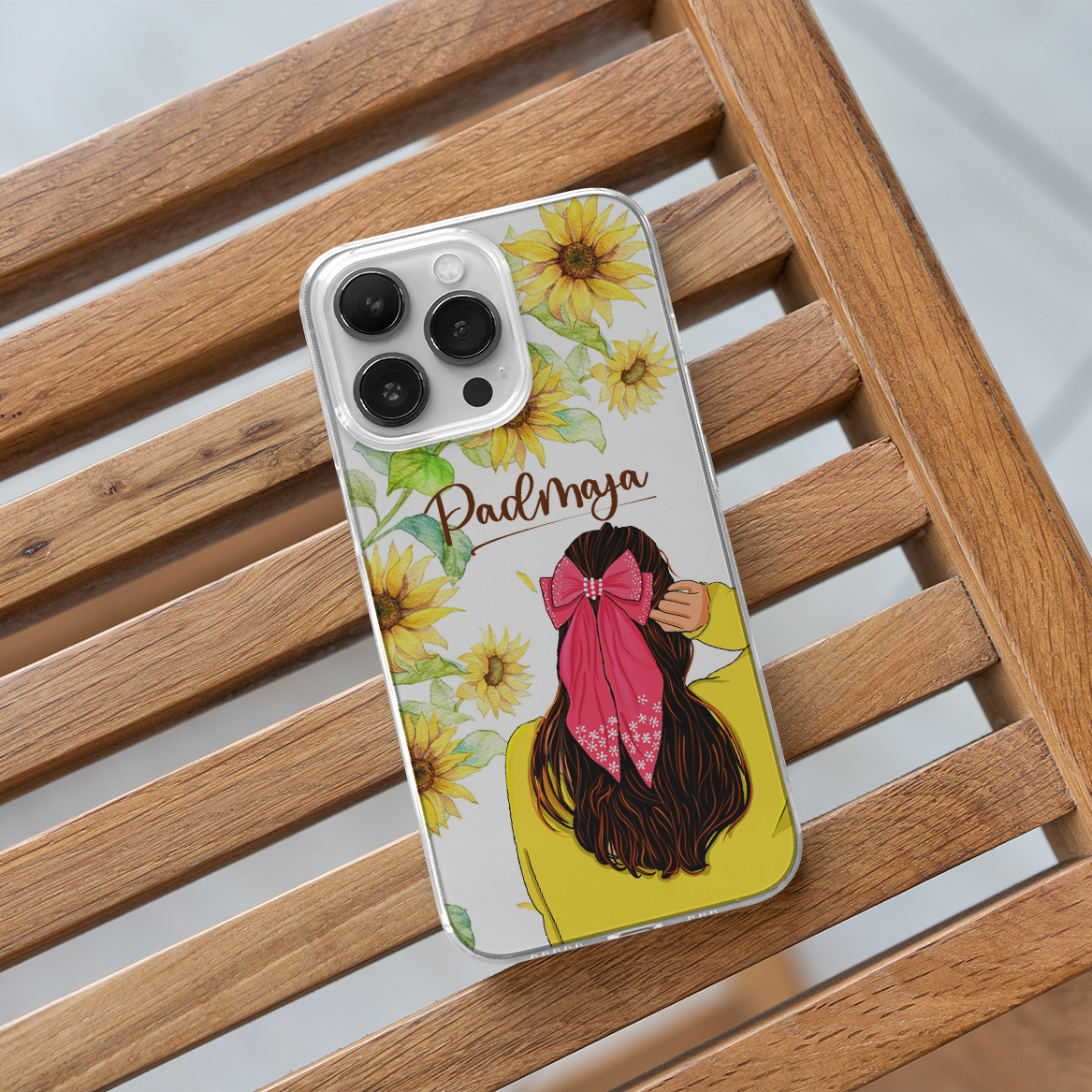 Custom Name, Girl with the Pink Bow Clear Silicone Case