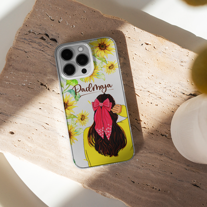 Custom Name, Girl with the Pink Bow Clear Silicone Case