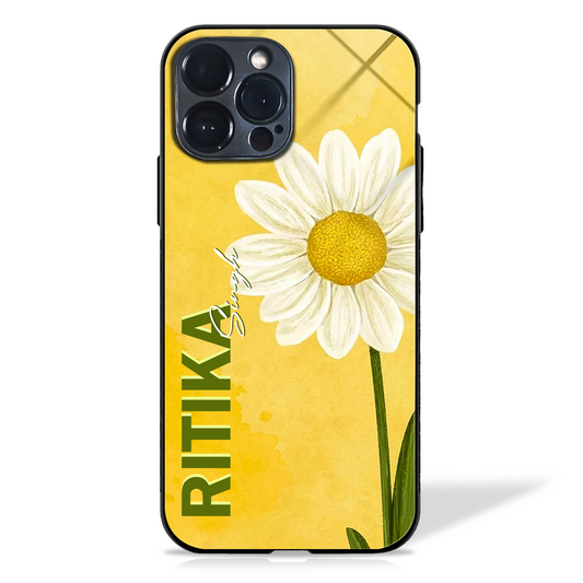 Sunny Daisy Personalized Name Glass Case