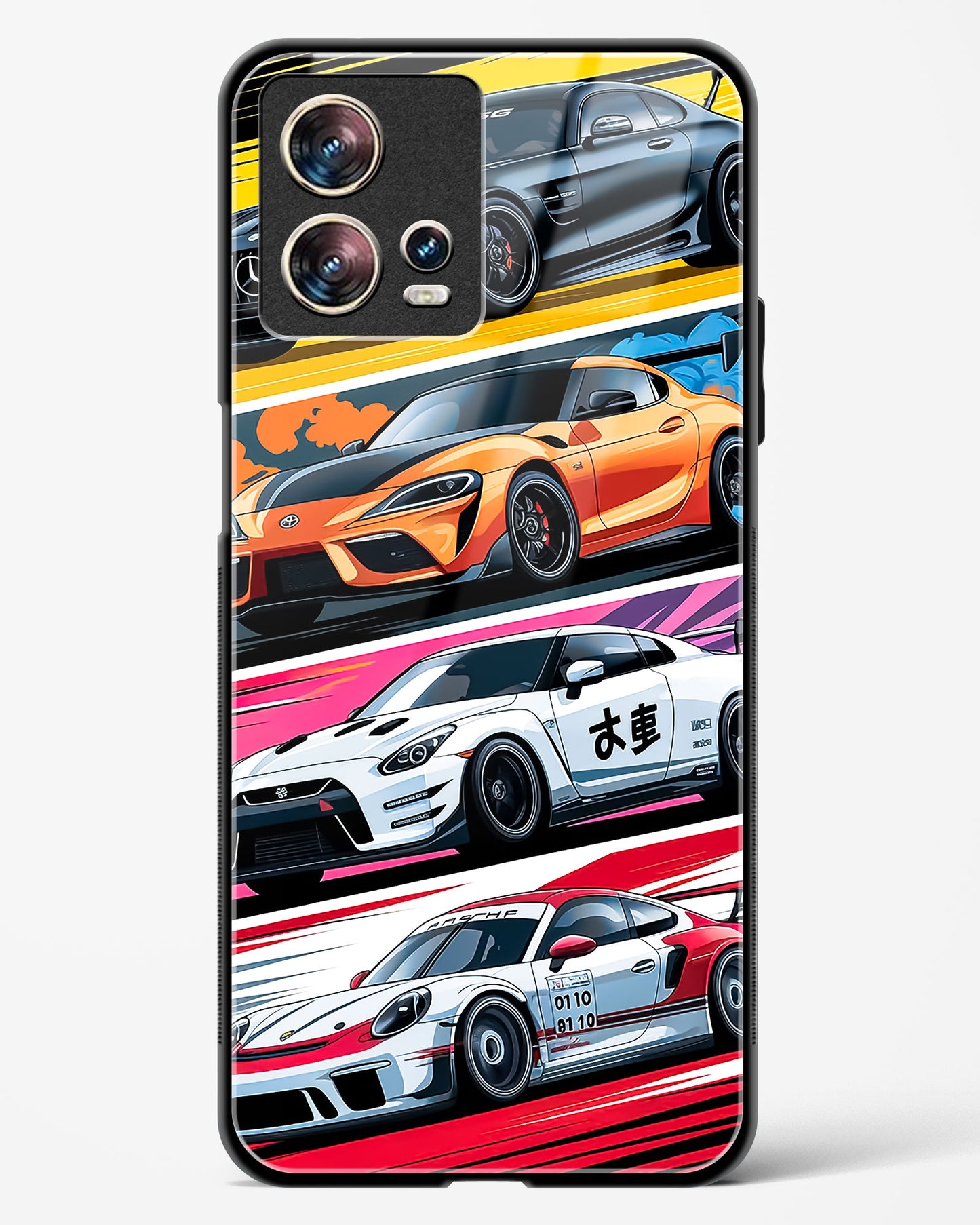 Super Cars Collage Glass Phone Case-Motorola Edge 30 Fusion