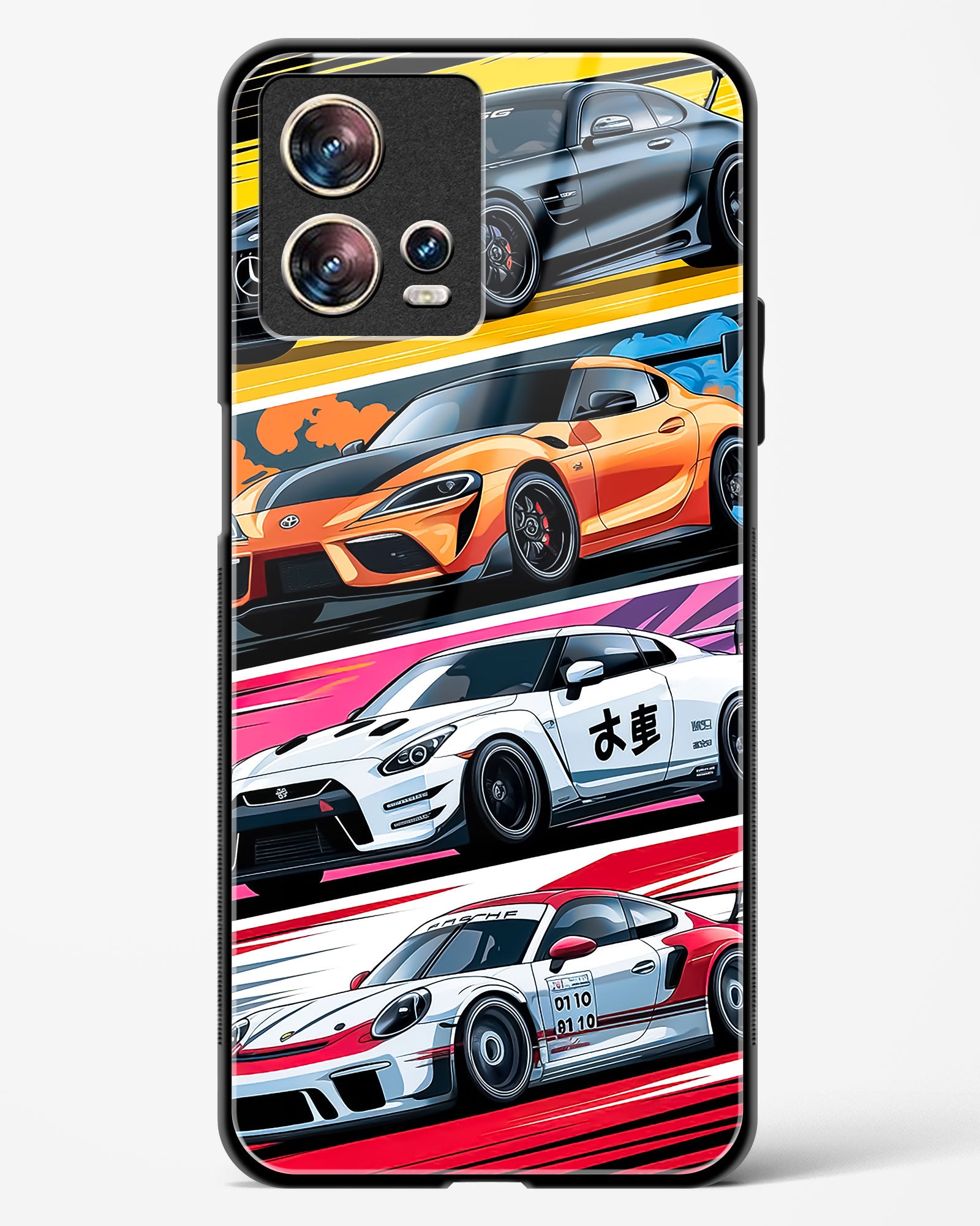 Super Cars Collage Glass Phone Case-Motorola Edge 30 Fusion