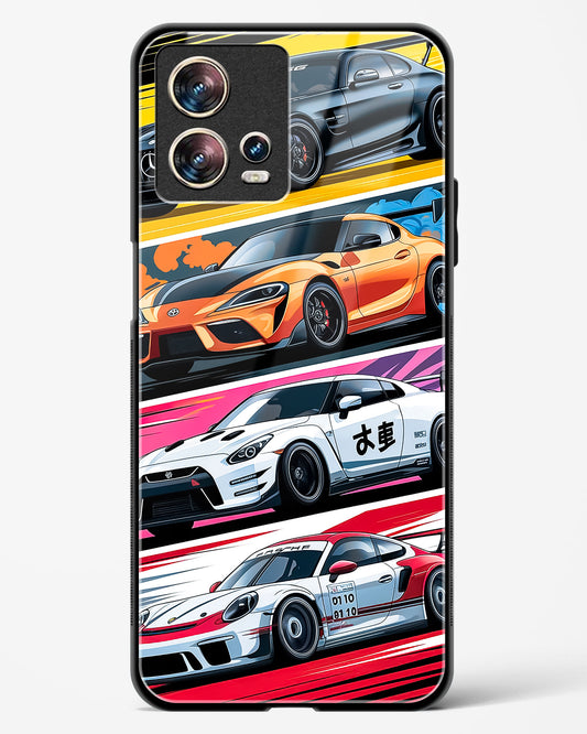 Super Cars Collage Glass Phone Case-Motorola Edge 30 Fusion