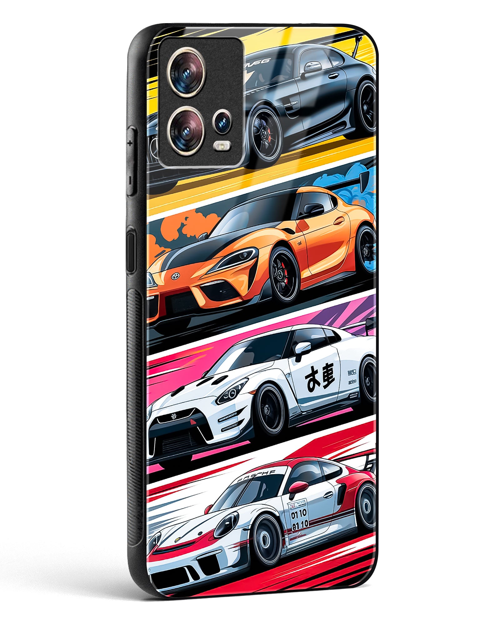 Super Cars Collage Glass Phone Case-Motorola Edge 30 Fusion