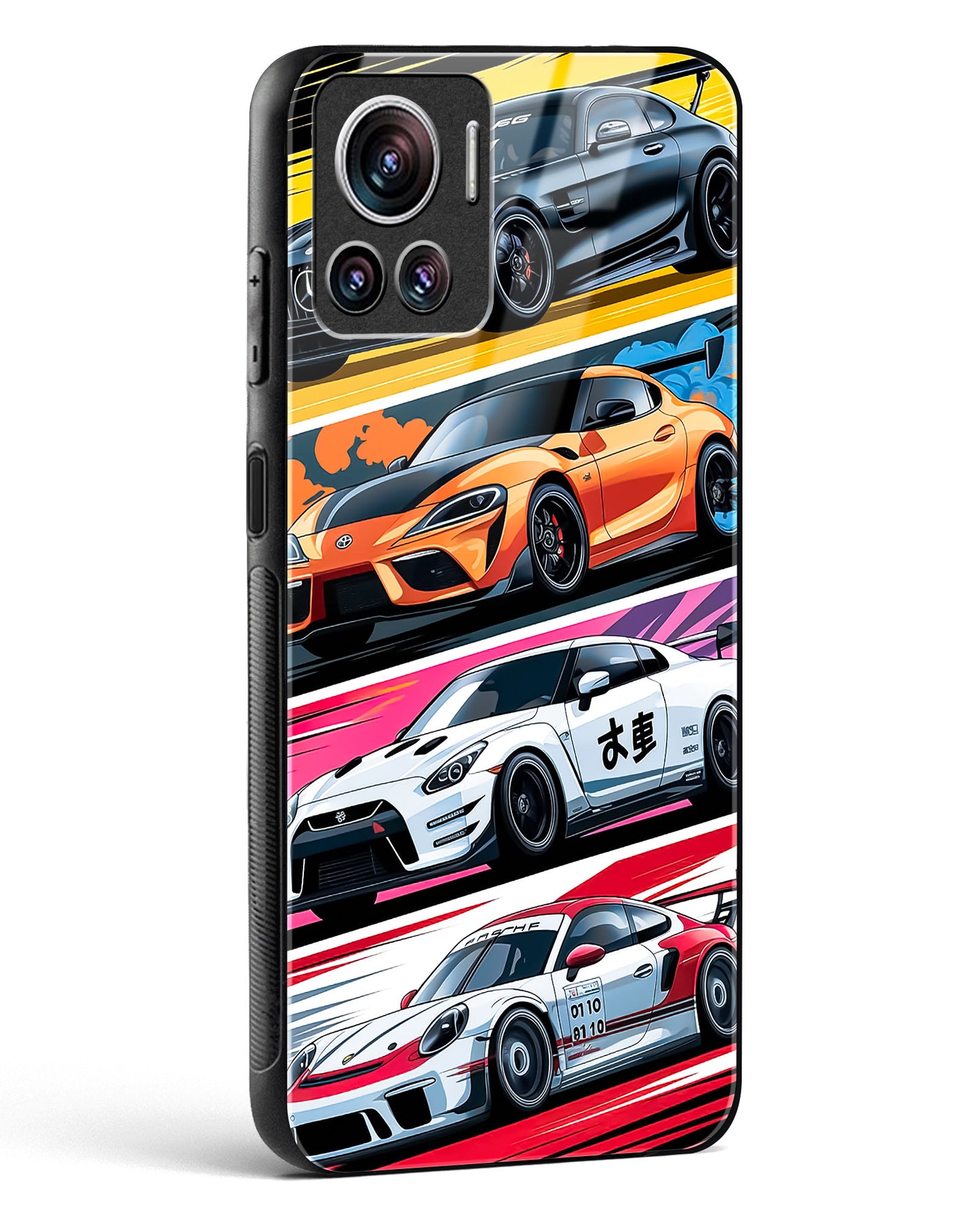 Super Cars Collage Glass Phone Case-Motorola Edge 30 Ultra