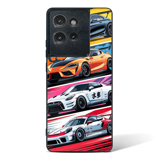 Super Cars Collage Glass Phone Case-Motorola Edge 50